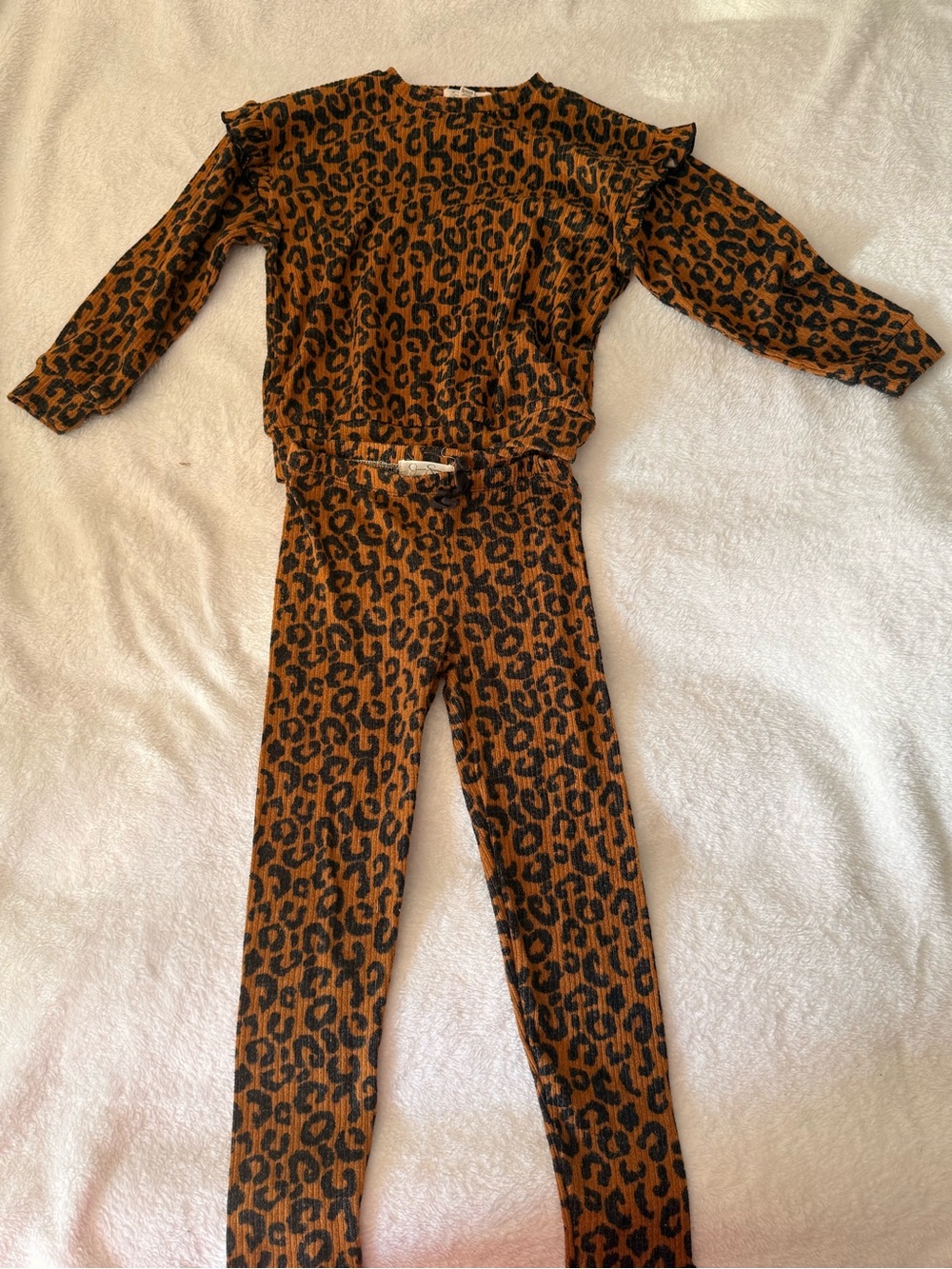 Jessica Simpson Girls Leopard Print 2-Piece Set Size 6 | Ruffle Top + Pants